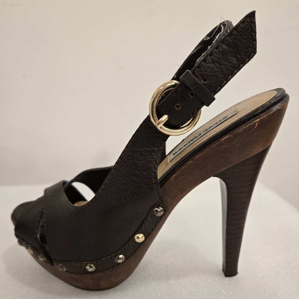 Steve Madden Black and Brown Platform Sandals